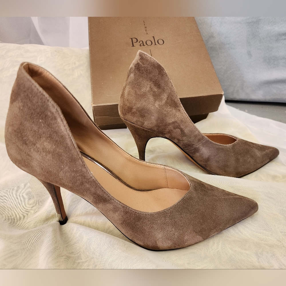 Paolo Women's Elegant Tan Suede Heels